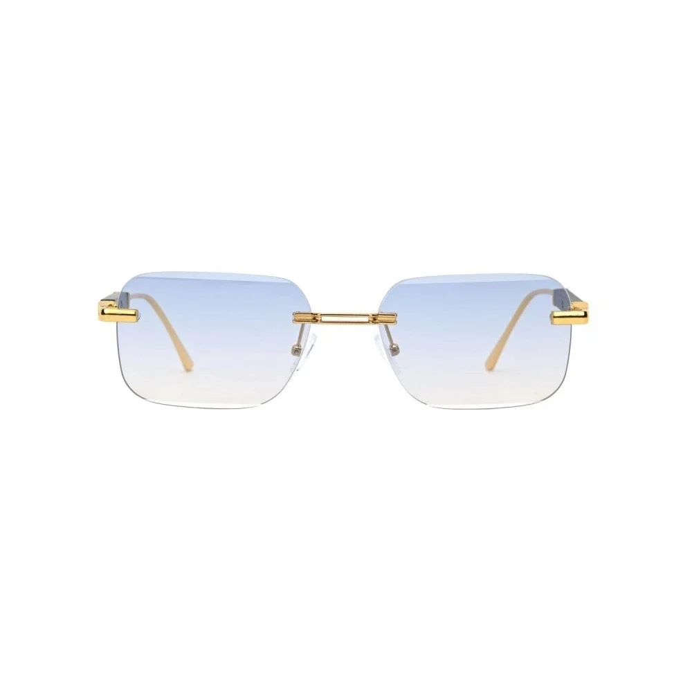 Classic Hip Hop Rapper Gangster SUN GLASSES  Frame Gold Blue Lens‎ Gafas Lentes